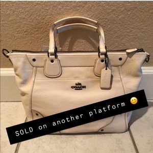 COACH Medium Chalk Leather Satchel